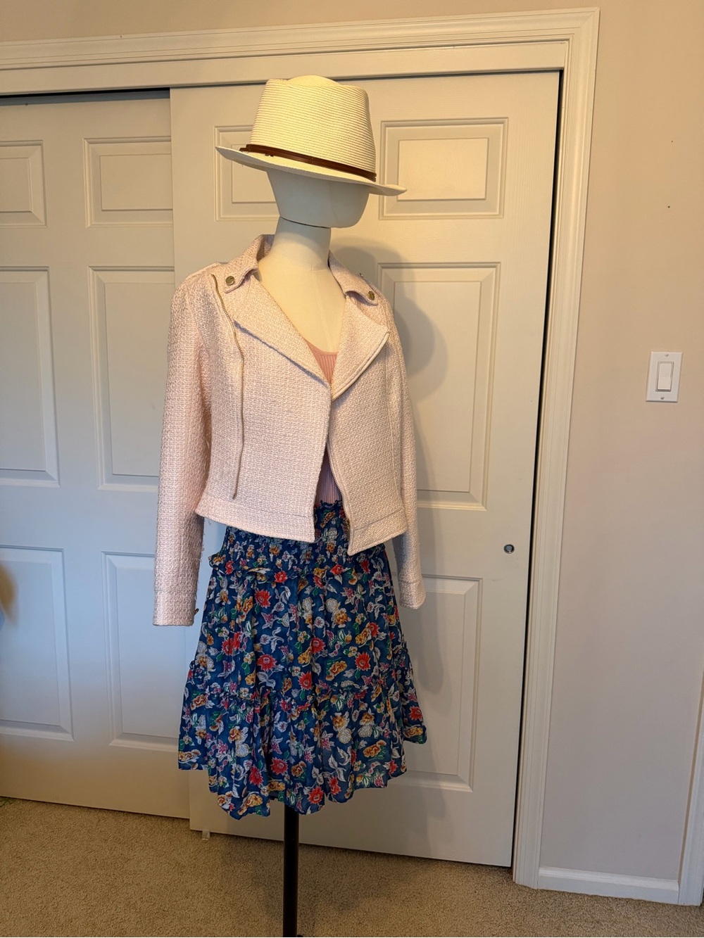 Pink Tweed French Biker Jacket